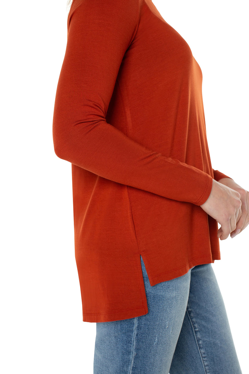 Long Sleeve Scoop Neck Tee Terracotta