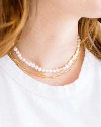 Paperclip & Pearl Necklace
