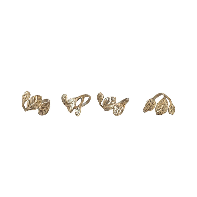 Brass Leaf-Shaped Napkin Rings