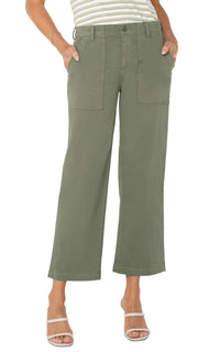 Cargo Wide Leg Crop Martini Olive