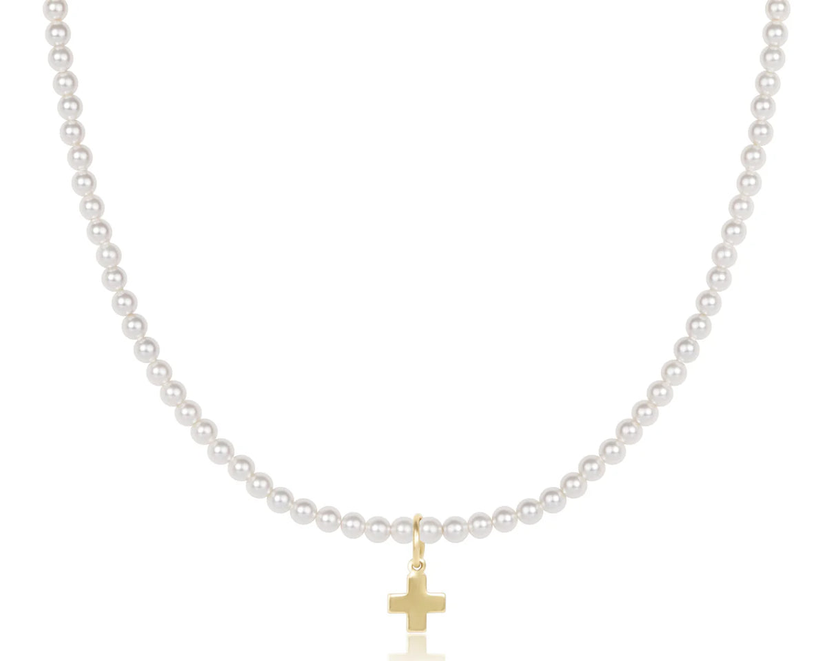 Classic Pearl 3mm Bead - Signature Cross Gold Charm