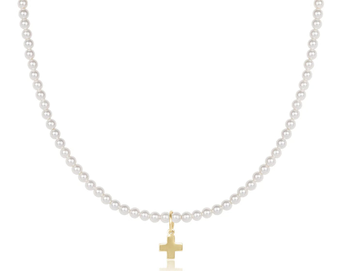 Classic Pearl 3mm Bead - Signature Cross Gold Charm