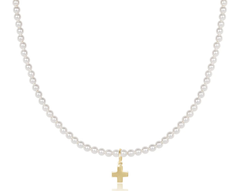 Classic Pearl 3mm Bead - Signature Cross Gold Charm