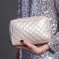 2-Way Toiletry Bag Champagne Quilted