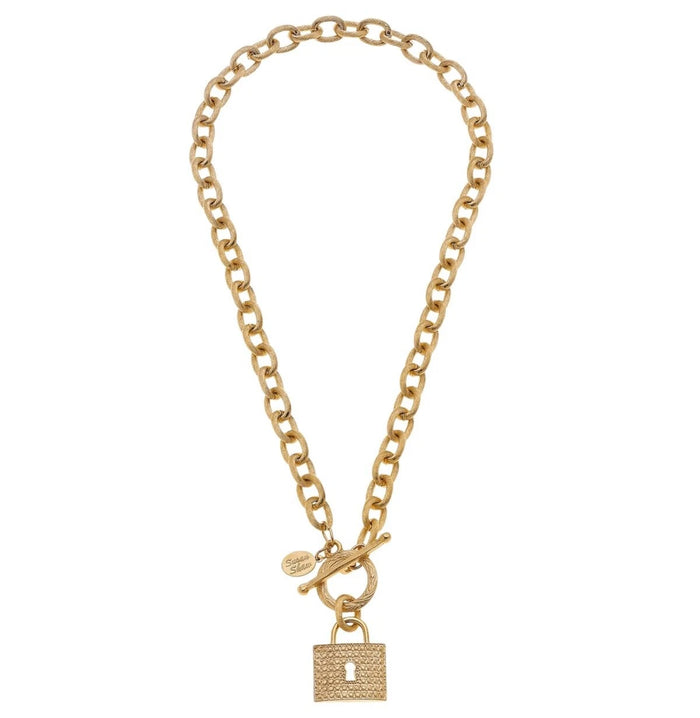 Gold Lock Toggle Necklace
