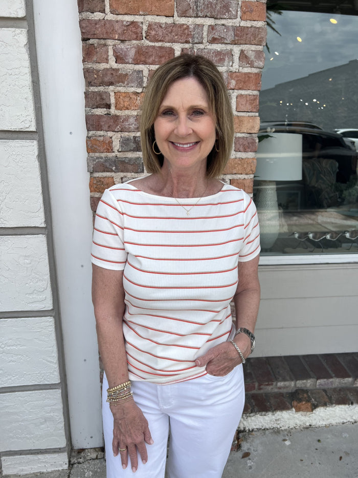 Short Sleeve Boatneck Top