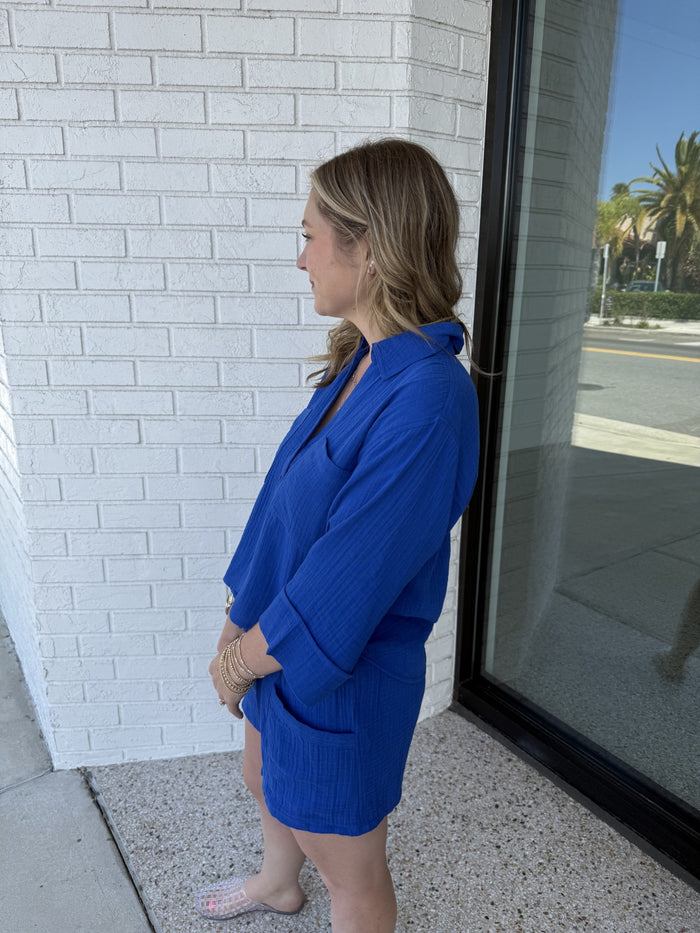 Helena Airy Gauze Button Up