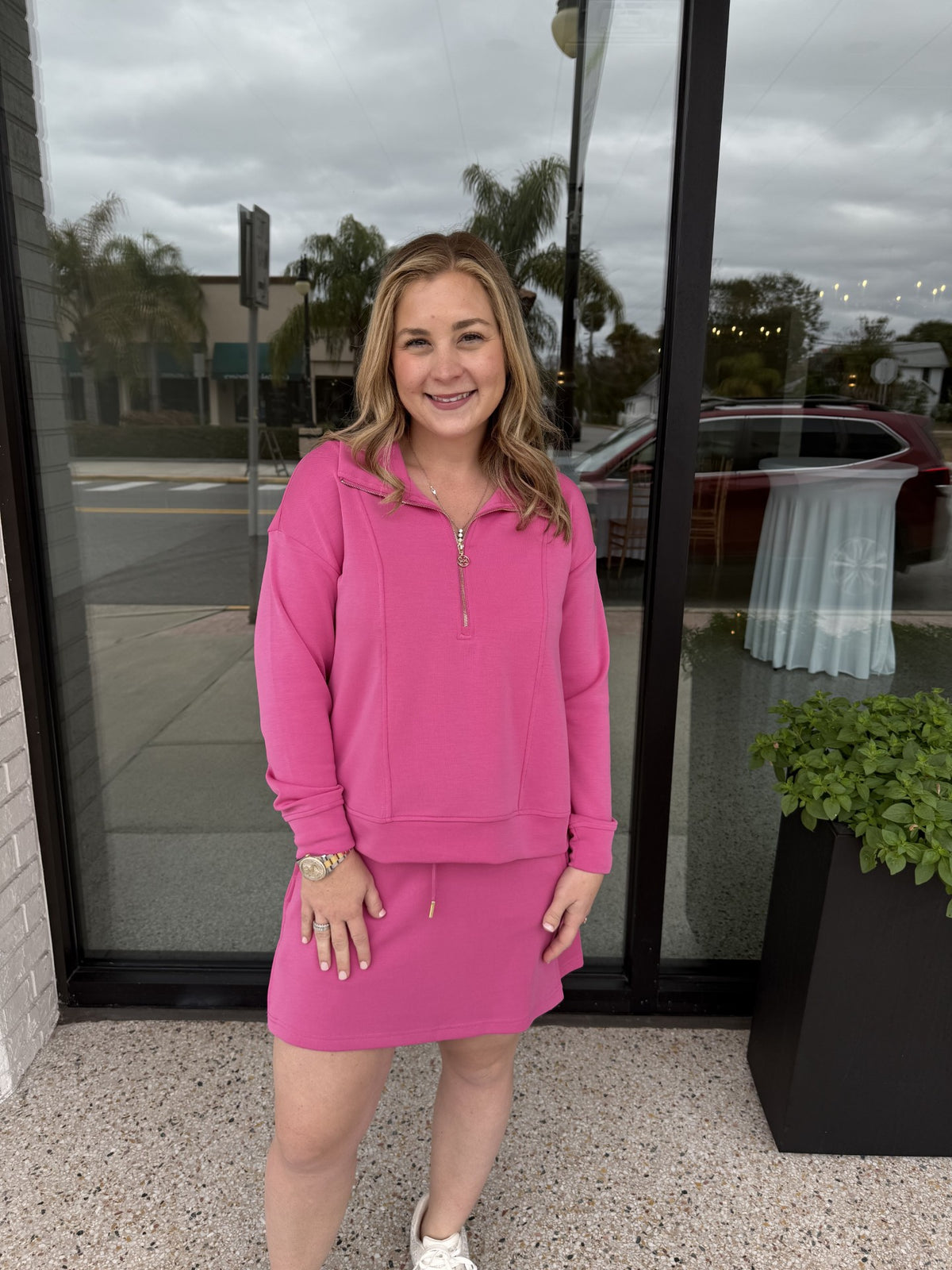Regan Half Zip Pullover Pink