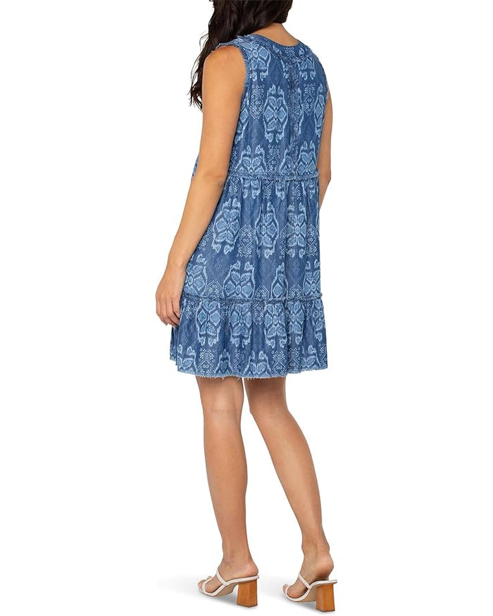V-Neck Ruffle Fray Dress