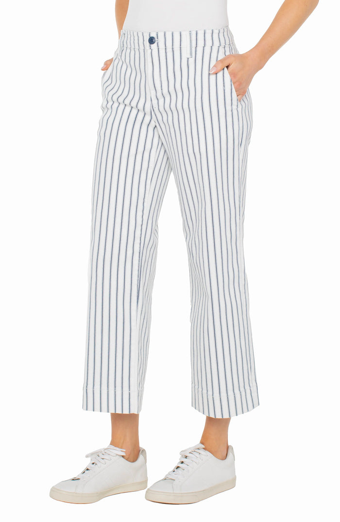 Vintage Indigo Stripe Wide Leg Crop Pant
