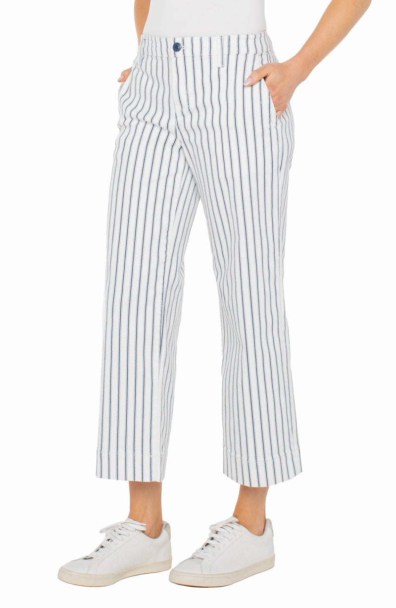 Vintage Indigo Stripe Wide Leg Crop Pant