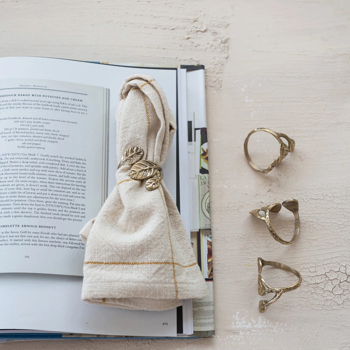 Brass Leaf-Shaped Napkin Rings