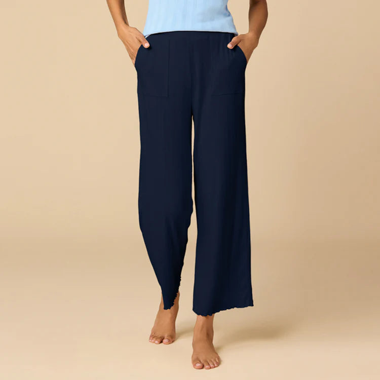 Pointelle Cropped Pant with Lettuce Edge
