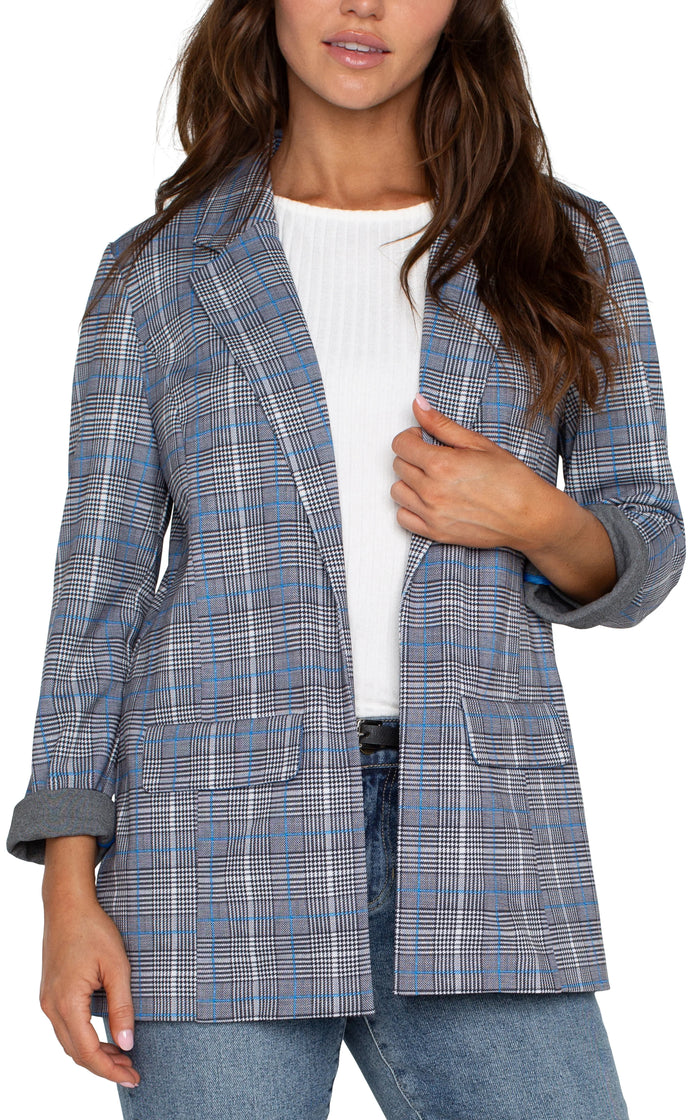 Boyfriend Blazer Blue Topaz Plaid