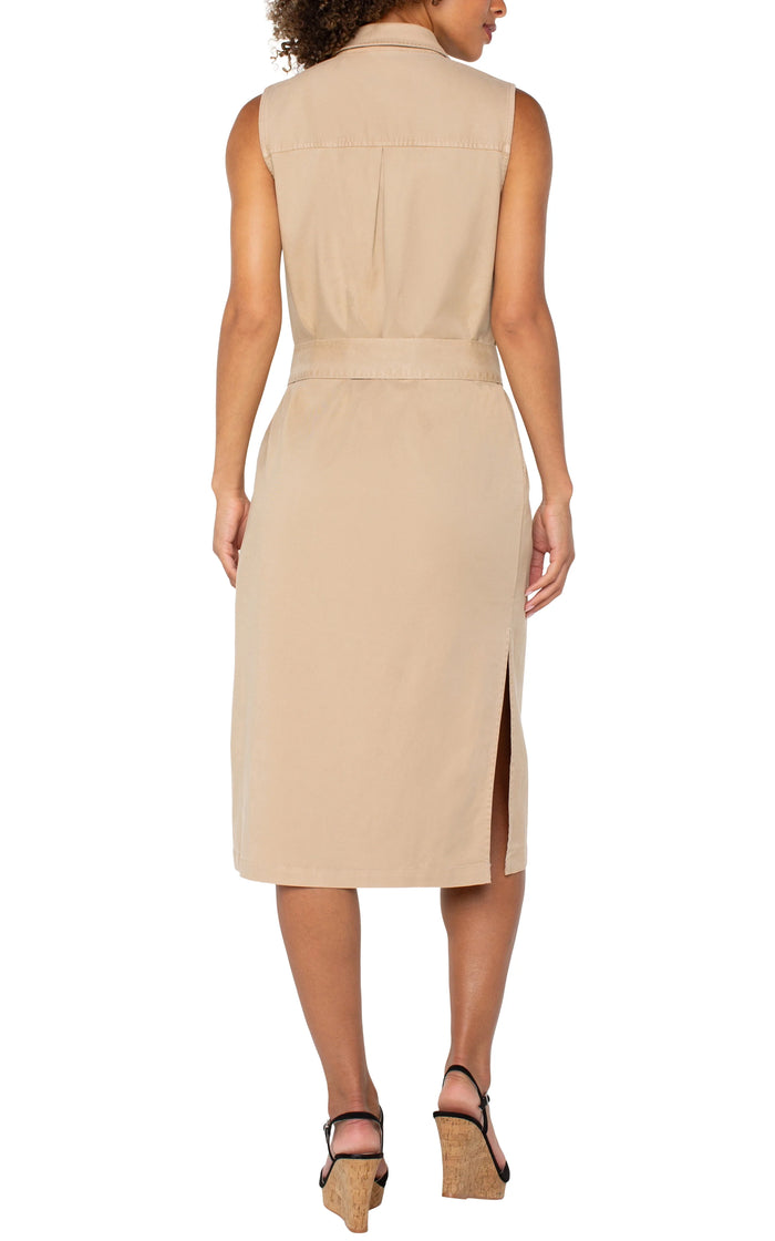 Sleeveless Shirt Dress Cappuccino