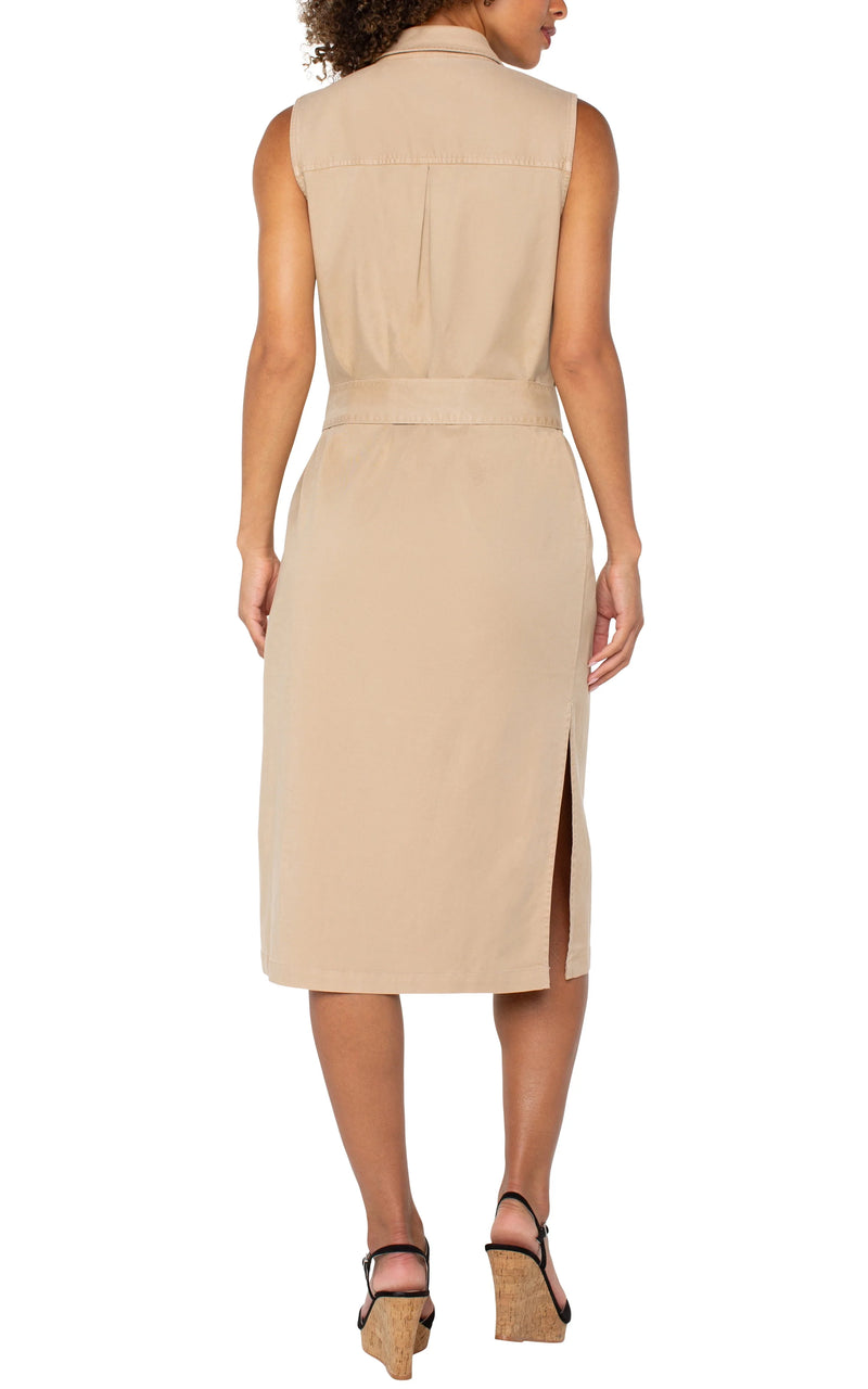 Sleeveless Shirt Dress Cappuccino