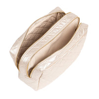 2-Way Toiletry Bag Champagne Quilted