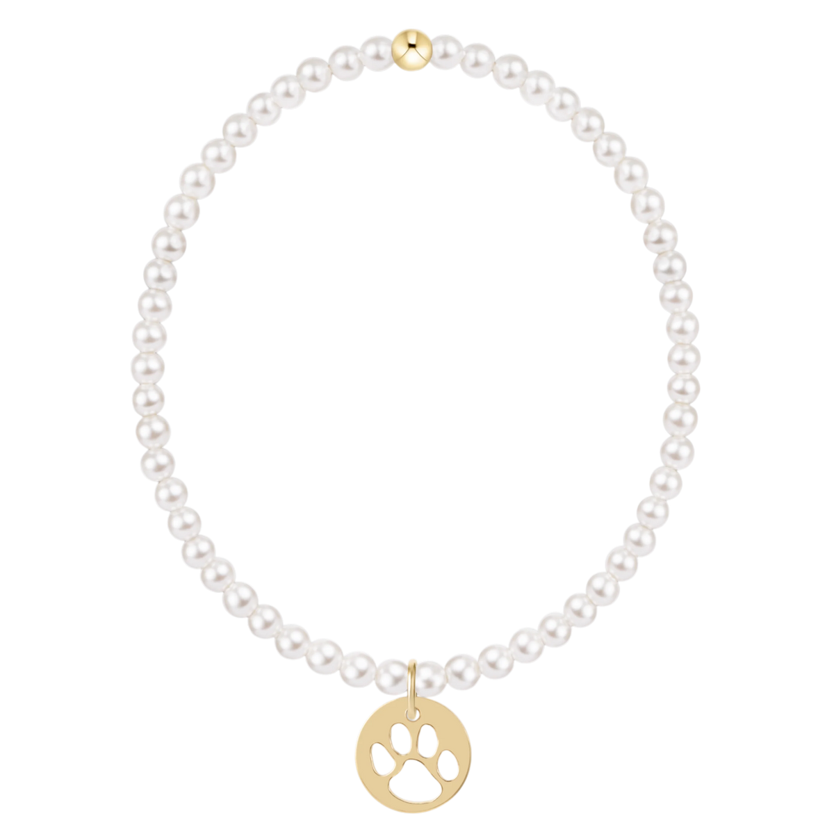 Classic Pearl 3mm Bracelet - Paw Print Charm
