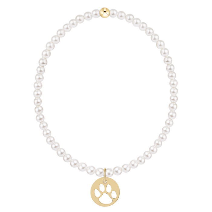 Classic Pearl 3mm Bracelet - Paw Print Charm