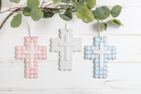 Blue Ceramic Gingham Cross