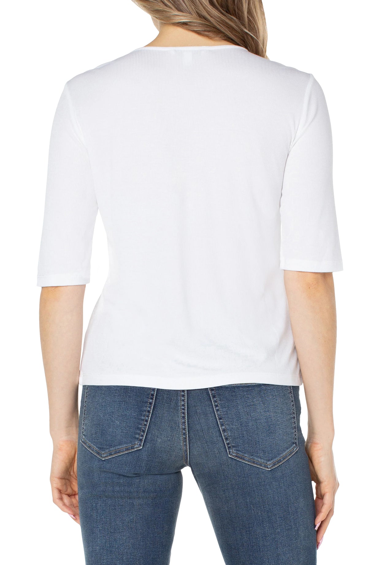 Double Layer V-Neck Rib Knit Top