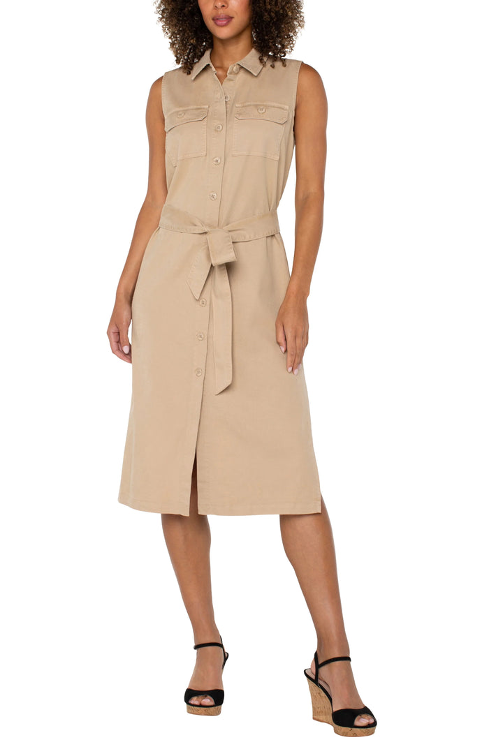 Sleeveless Shirt Dress Cappuccino