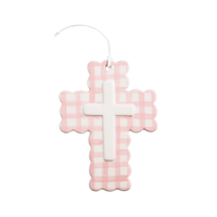 Pink Ceramic Gingham Cross