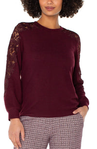 Long Sleeve Lace Inset Sweater