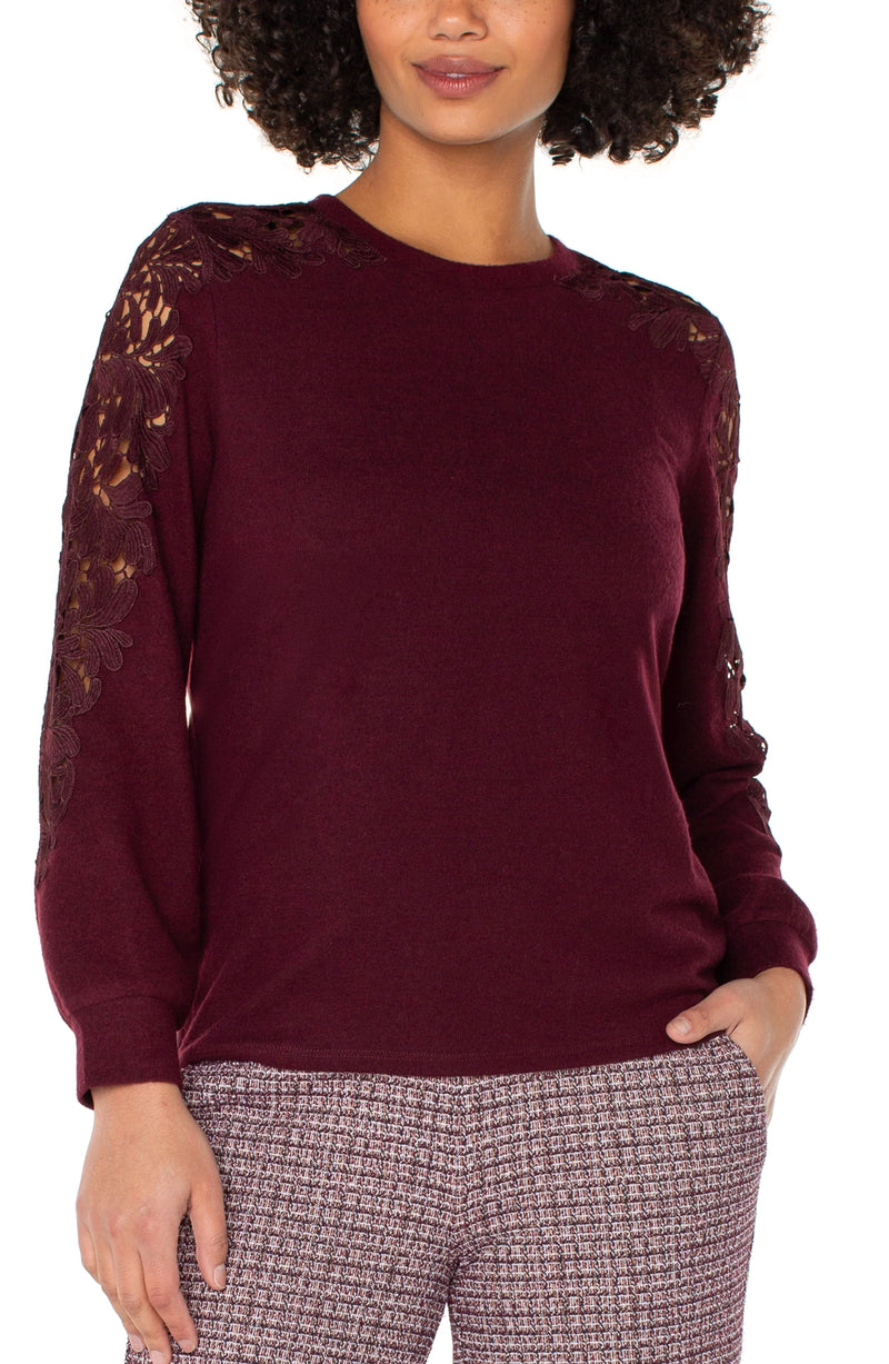 Long Sleeve Lace Inset Sweater