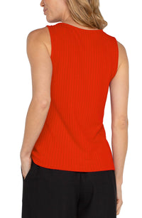 Sleeveless Boat Neck Rib Top