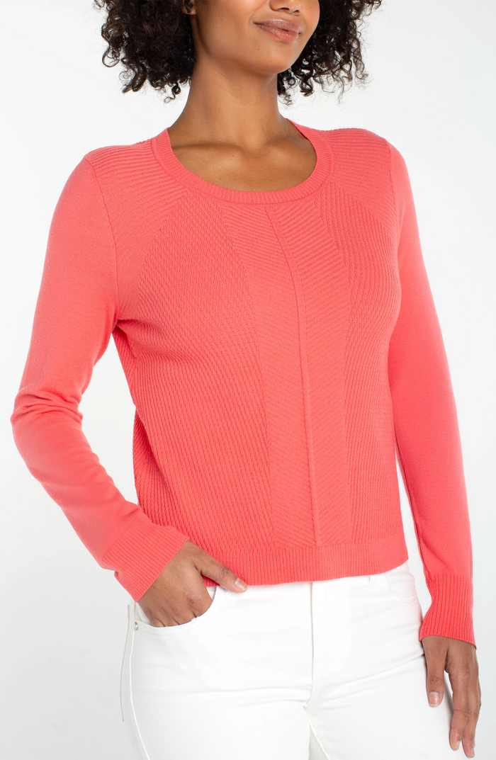 Long Sleeve Crew Neck Sweater Sunset Coral