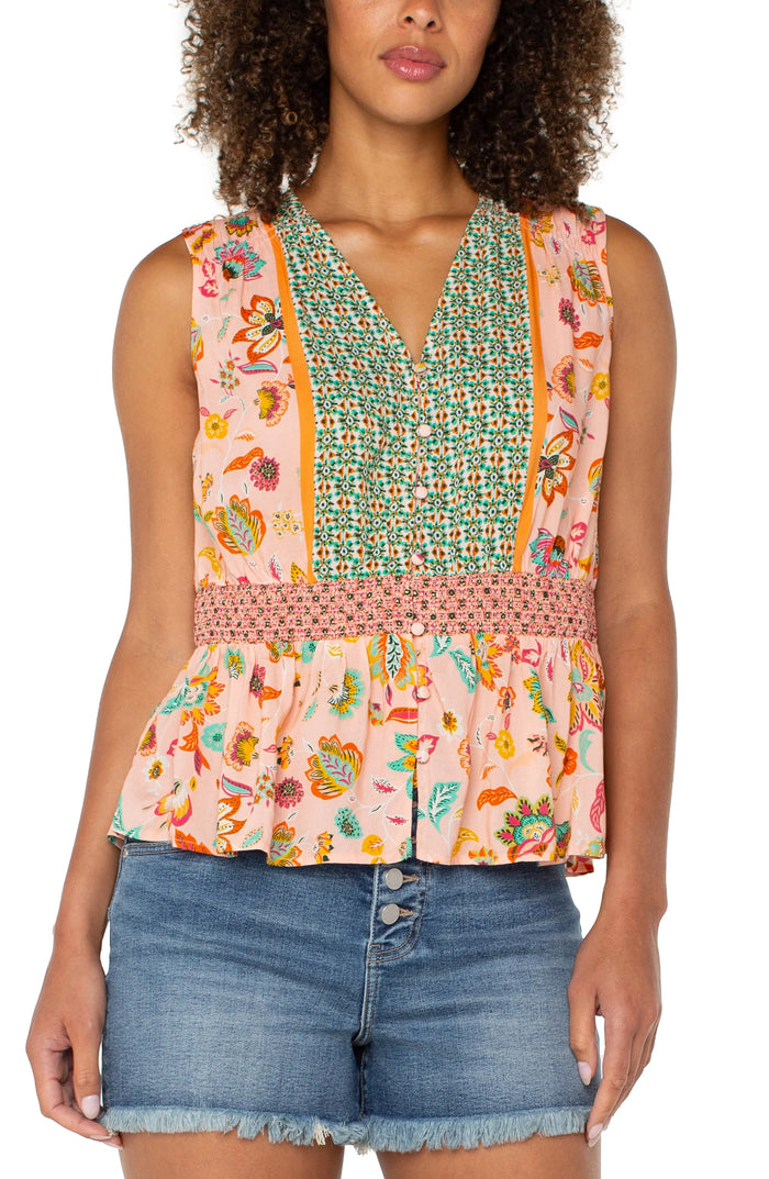 Sleeveless Smocked Top