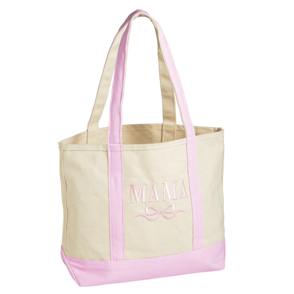 Pink Mama Embroidered Canvas Tote