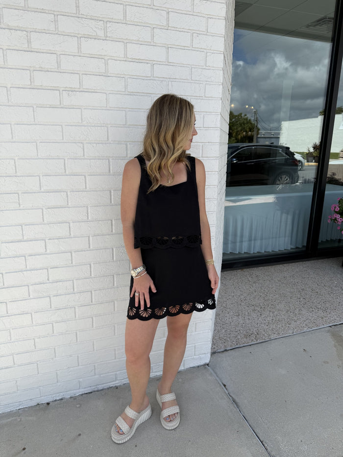 Charlene Embroidered Linen Mini Skirt