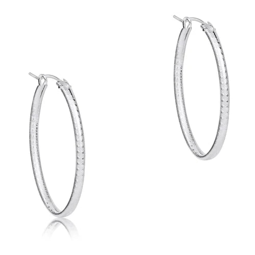 Oval Sterling 1" Hoop Textured