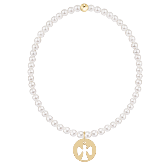 Classic Pearl 3mm Bracelet - Guardian Angel Gold Disc