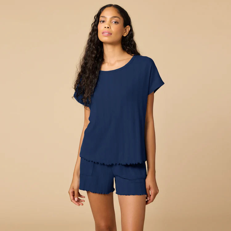 Pointelle Slouchy Tee with Lettuce Edge