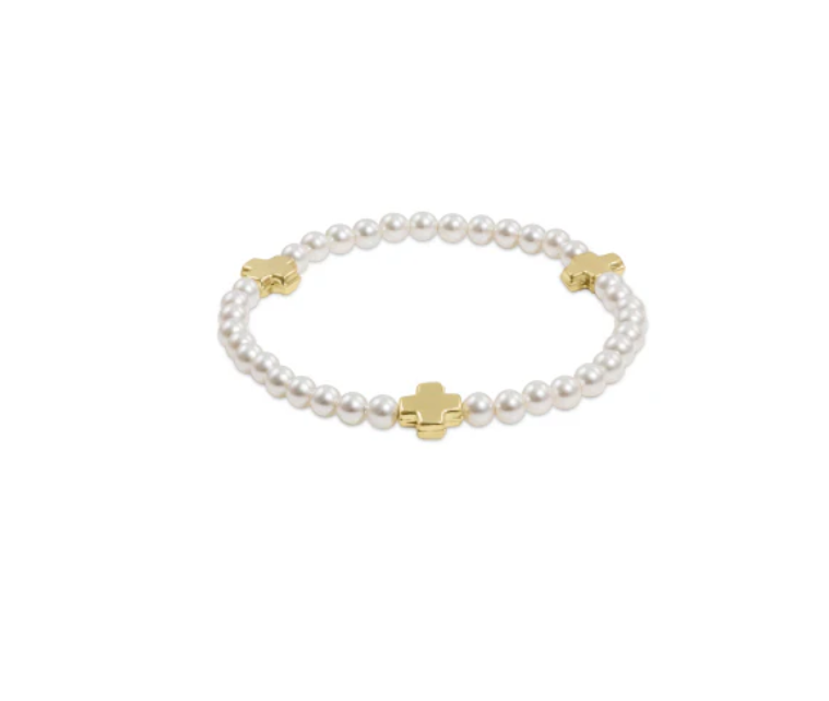 Extends Signature Cross Pearl 4mm Bead Bracelet