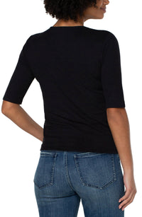Double Layer V-Neck Rib Knit Top