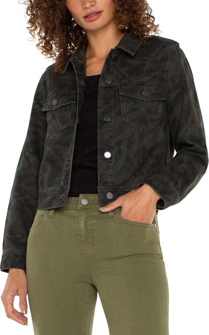 Military Crop Jacket Abstract Camo