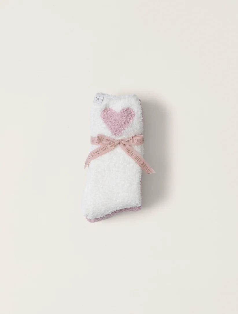 Barefoot Dreams CozyChic Heart Sock Set - Pink Peony/Pearl