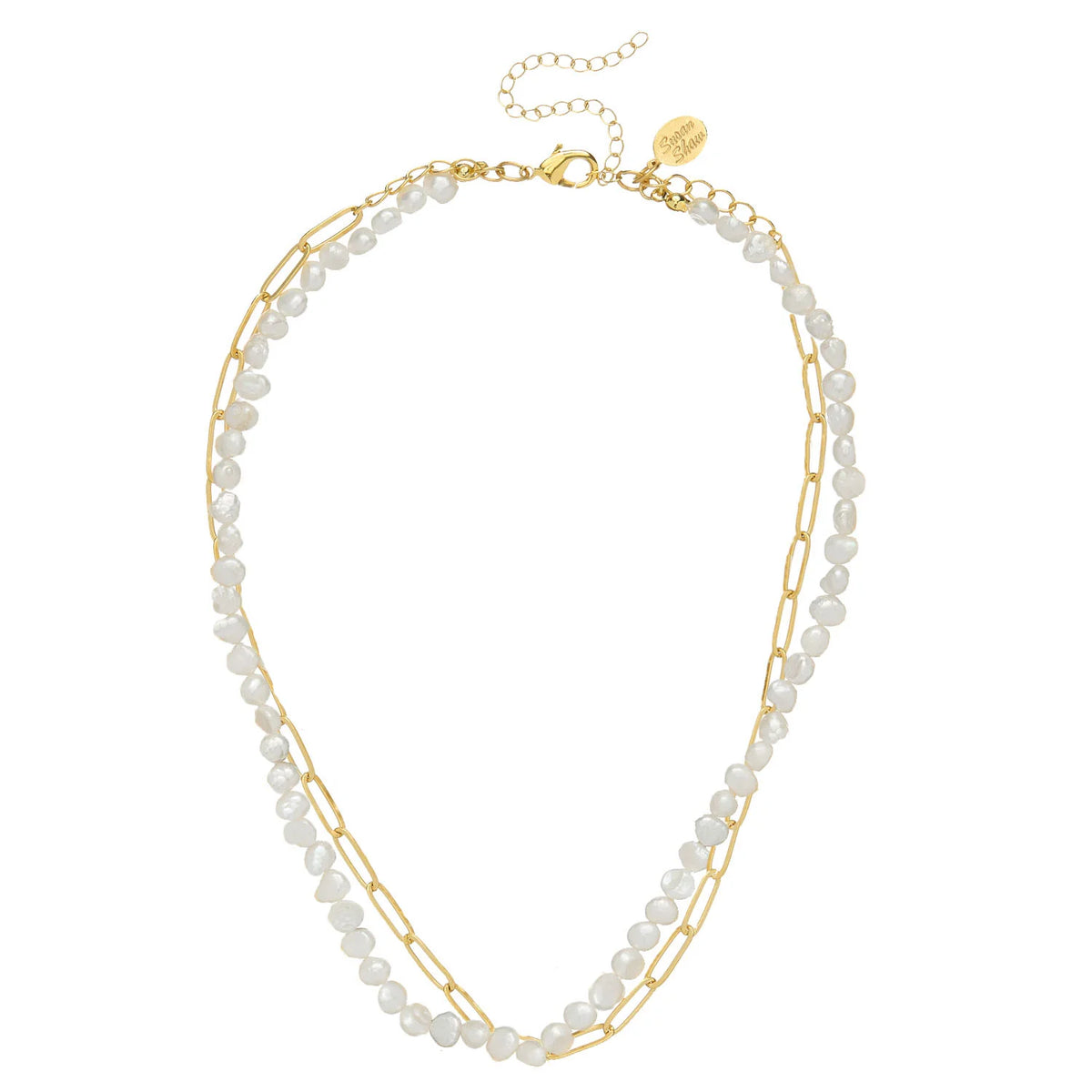 Paperclip & Pearl Necklace
