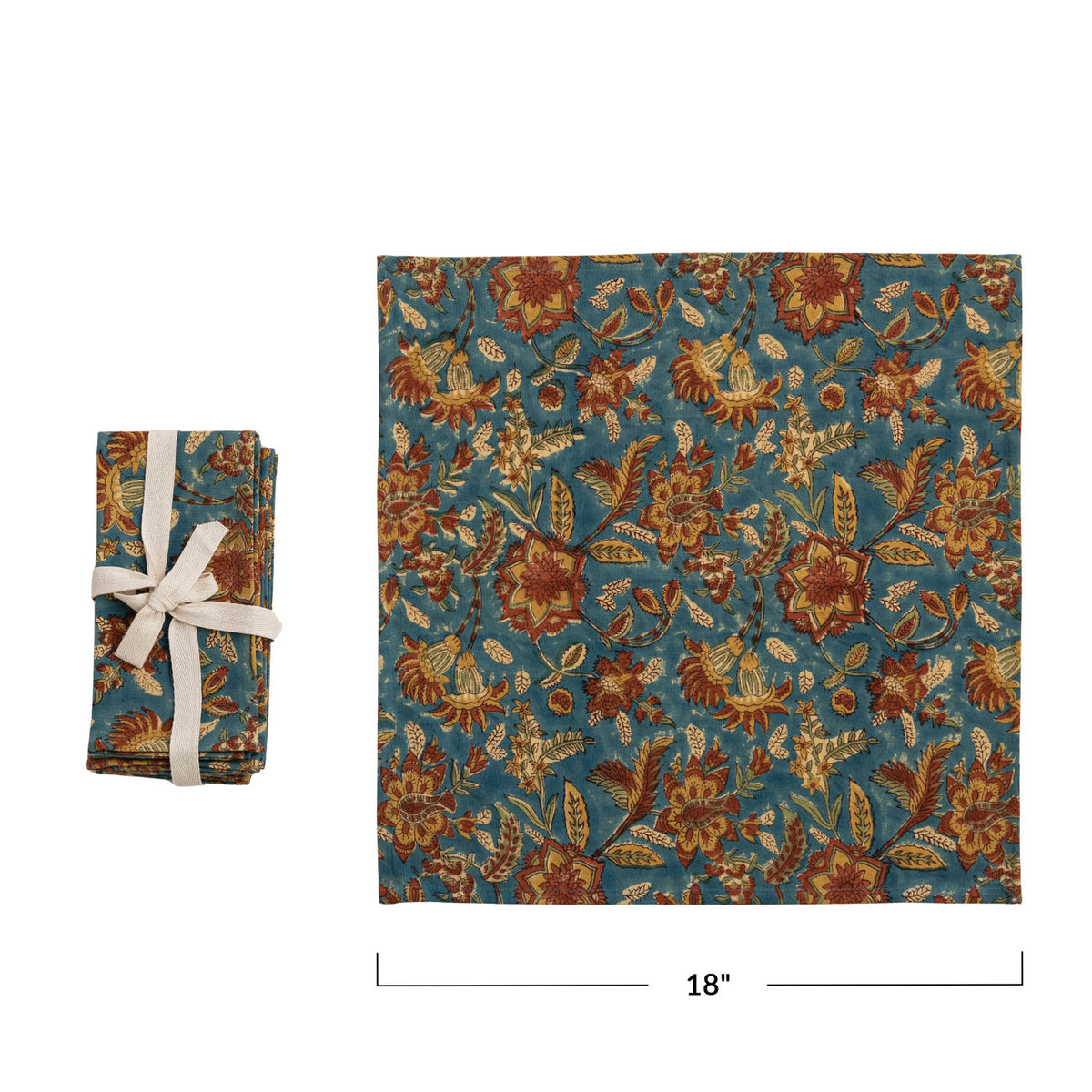 Blue Block Print Napkins Set of 4