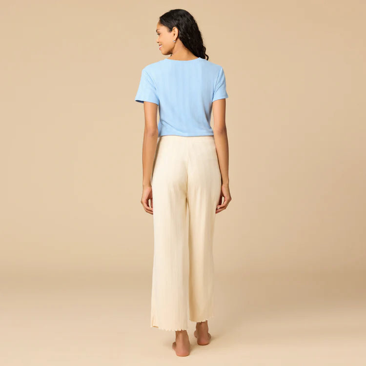 Pointelle Cropped Pant with Lettuce Edge