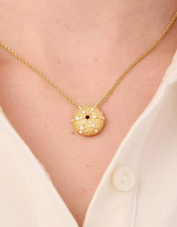 Sea Urchin Necklace 18" White Opal