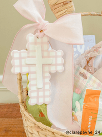 Pink Ceramic Gingham Cross