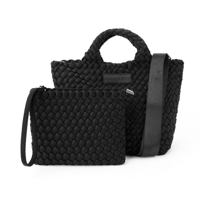 Jet Black Woven Mini Tote