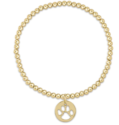 Classic Gold 3mm Bracelet - Paw Print Gold Disc