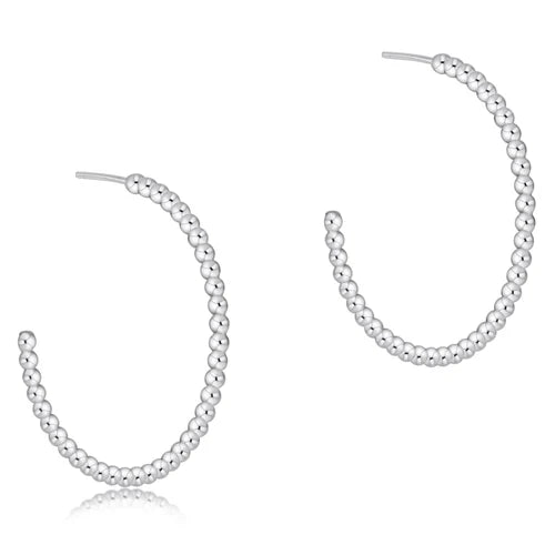 beaded classic post hoop - 2mm sterling