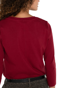 3/4 Sleeve Scoop Neck Knit Tee